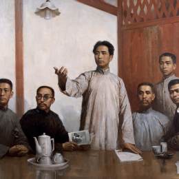 《在党的“一大”会议上》陈逸飞邱瑞敏油画高清作品