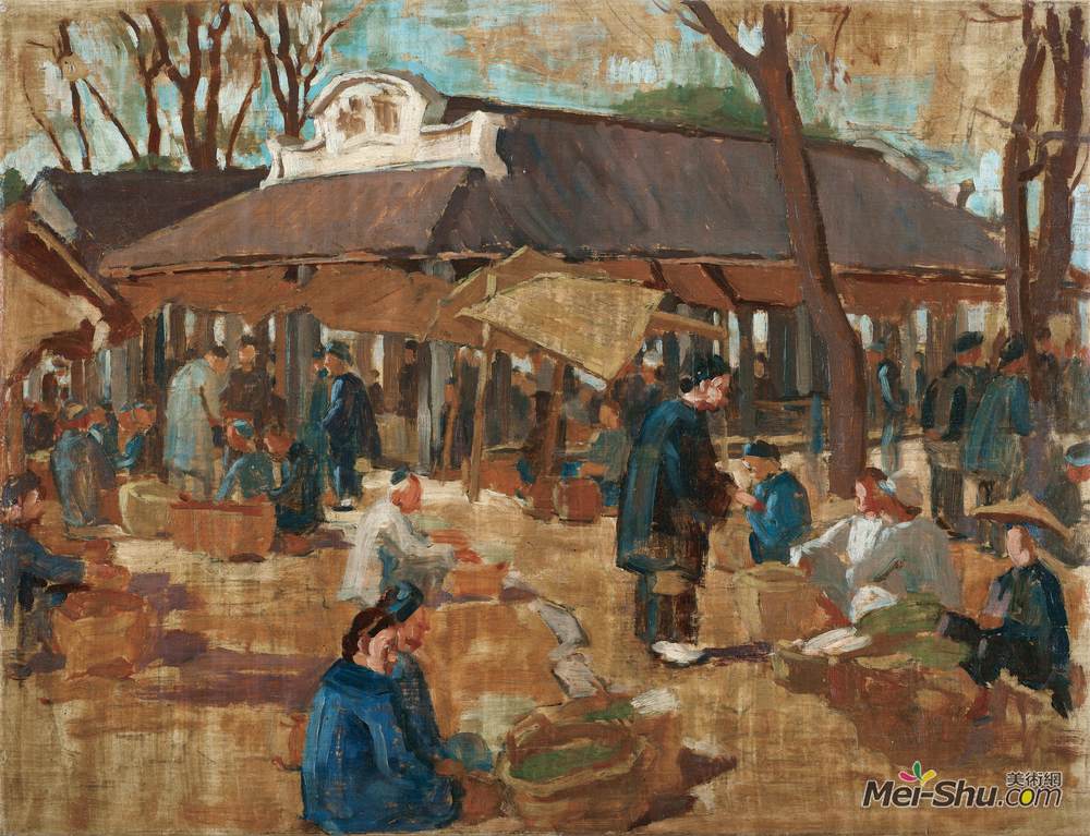 《靖西的市场》冯法祀油画作品欣赏