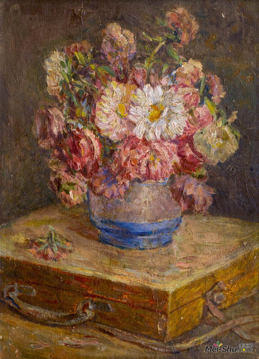 《画箱上的花》韩景生油画作品