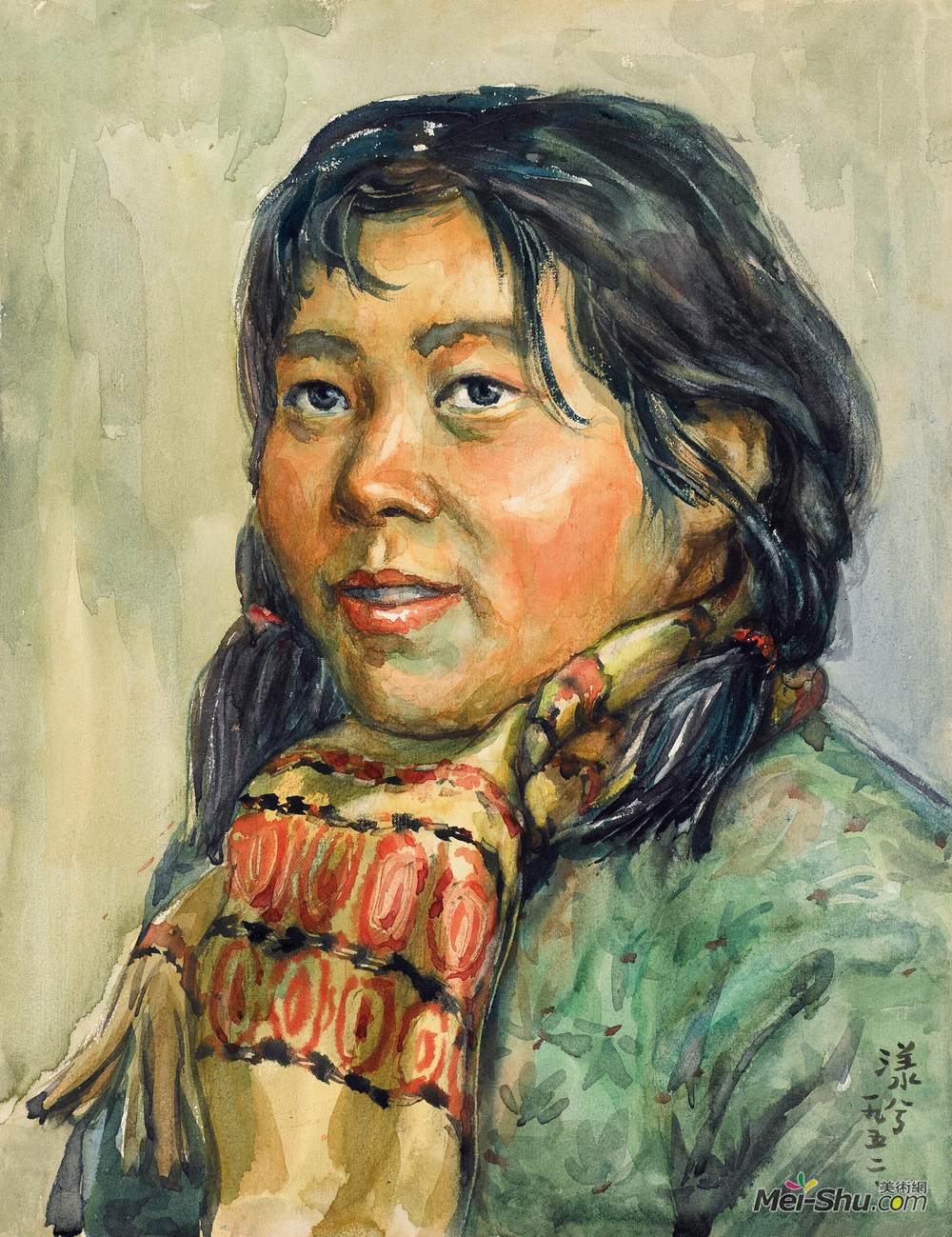 《女青年肖像》张漾兮水彩高清作品欣赏