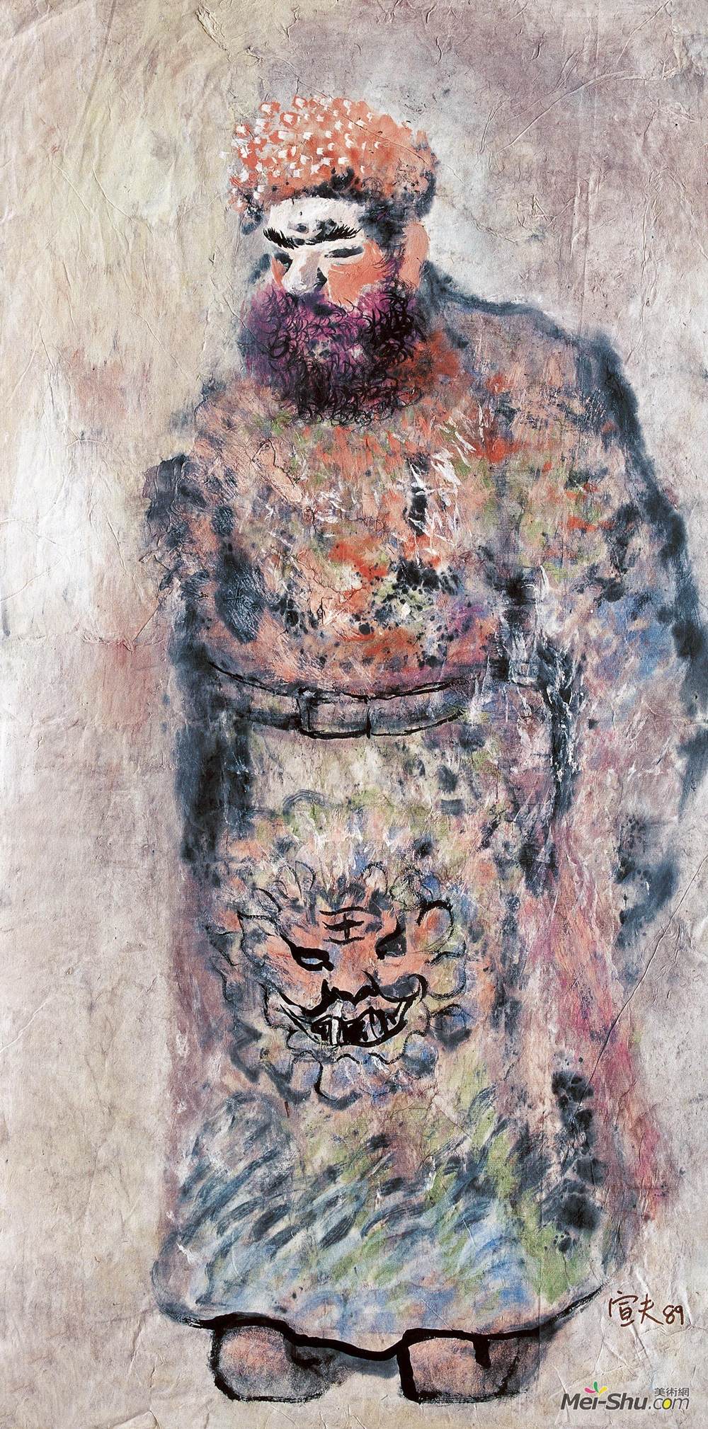 《孙权像》秦宣夫水彩高清作品欣赏