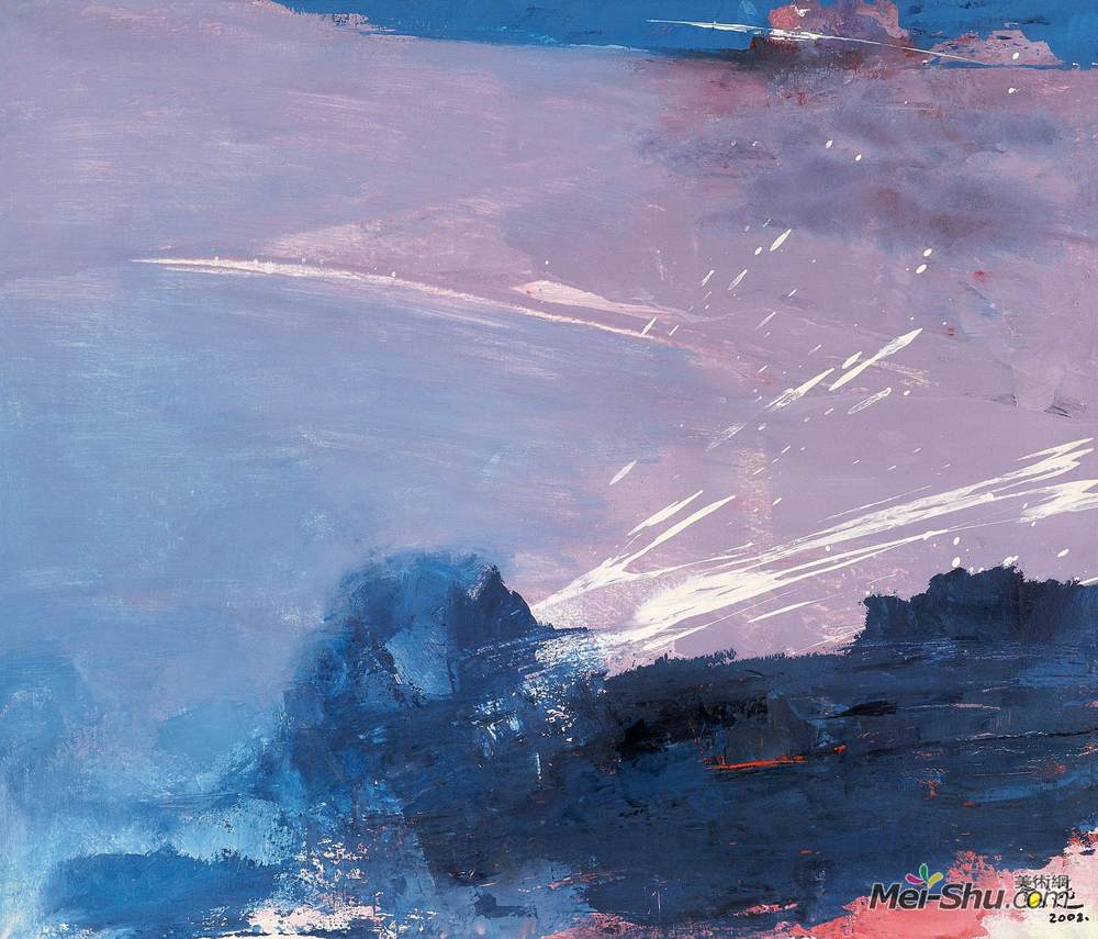 《霞光透过云层》刘迅油画作品