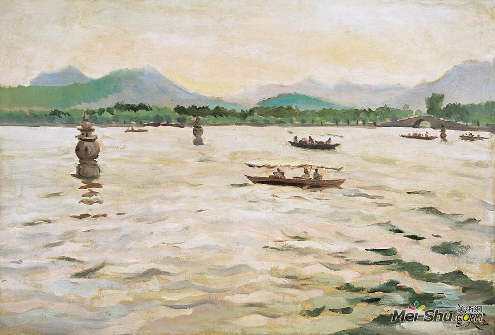 《三潭印月》秦宣夫油画艺术作品