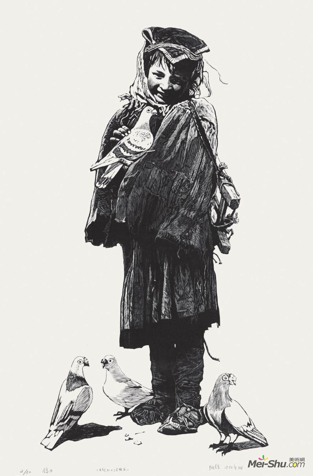 《鸽子》阿鸽版画高清作品欣赏