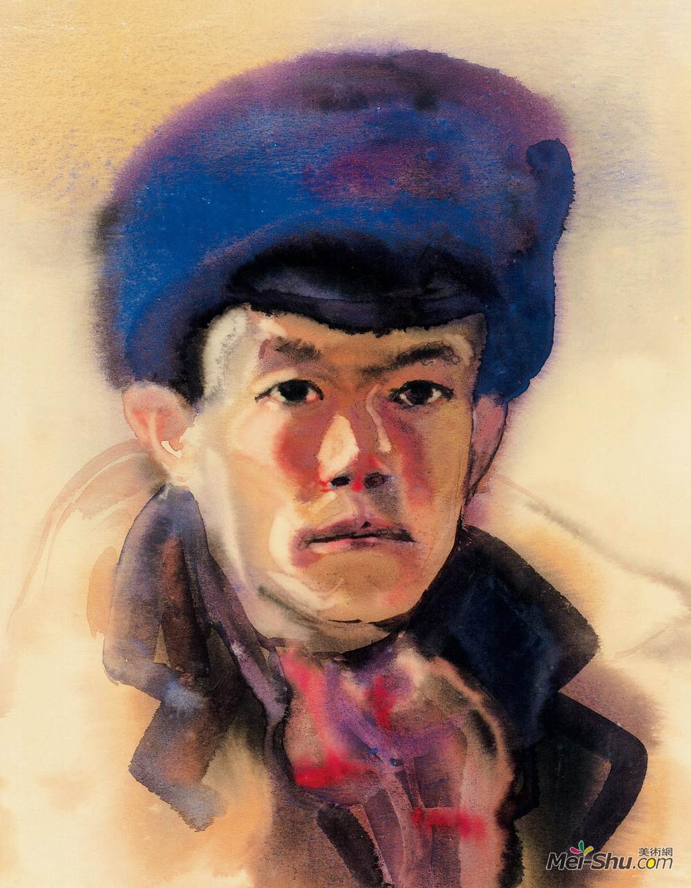 《自画像》周令钊水彩艺术作品欣赏