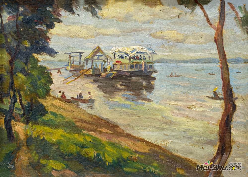 《松花江岸边》韩景生油画高清作品