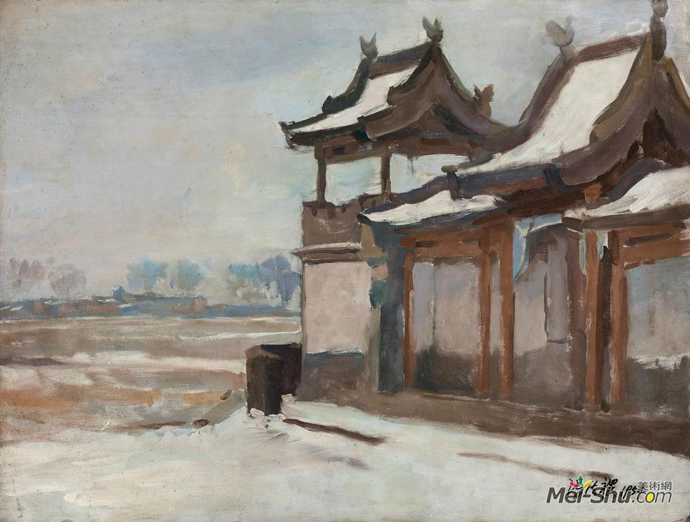 《云周西村寺庙雪景-2》冯法祀油画高清作品