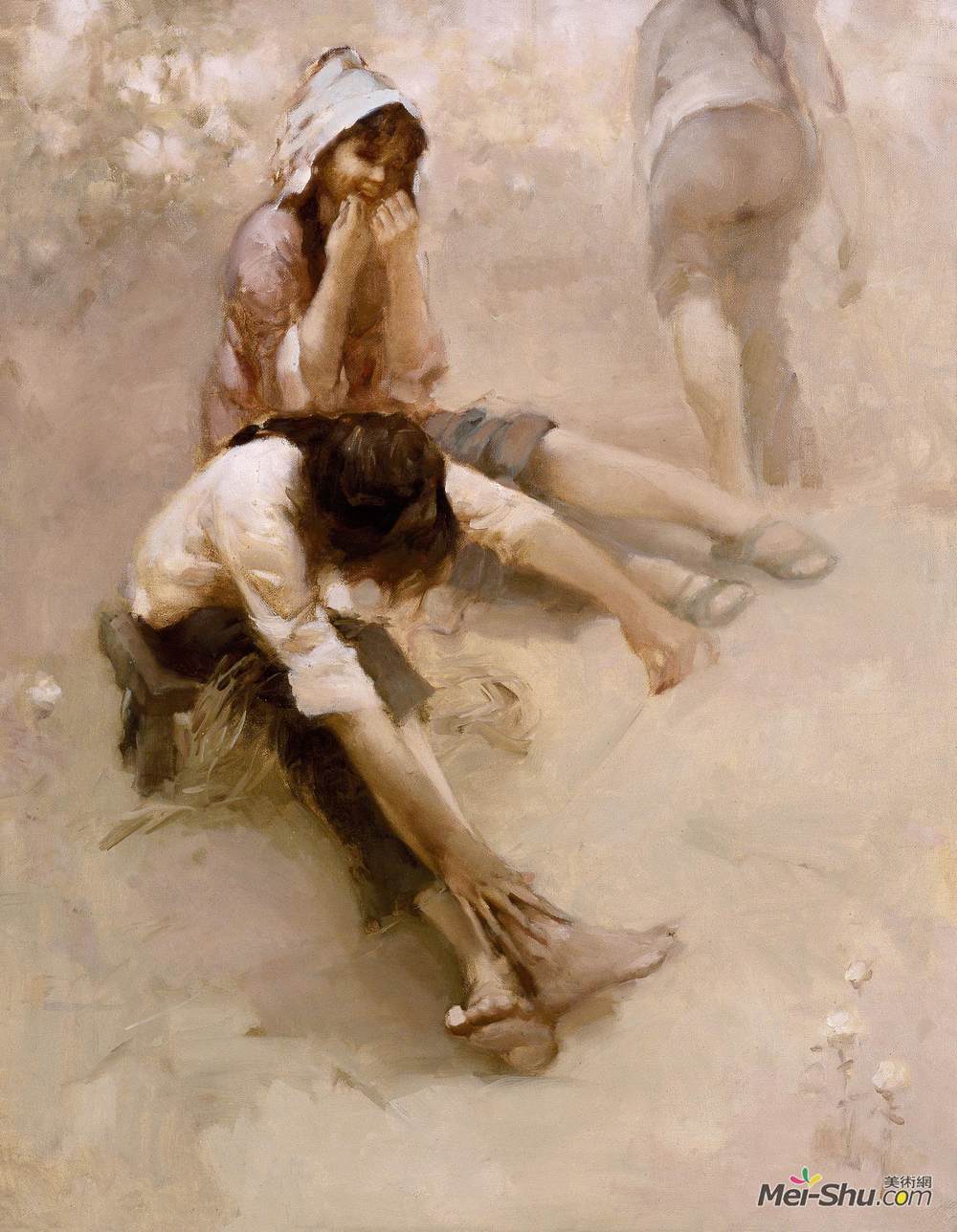 《搓麻绳》贾向国油画艺术作品欣赏