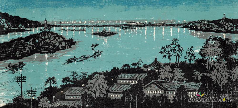 《合水之夜》罗映球版画艺术作品