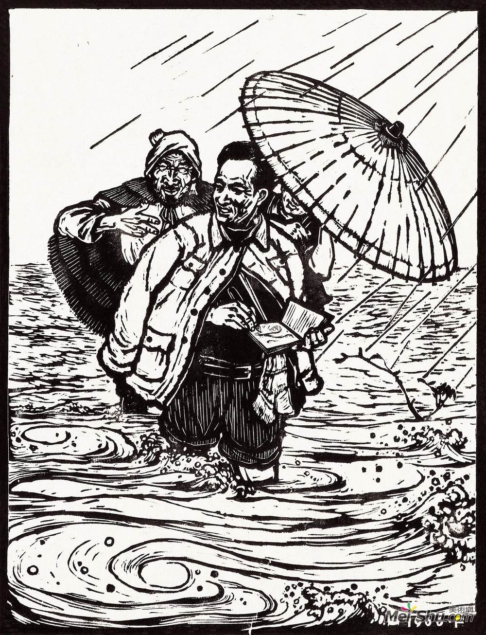 《焦裕禄》汪刃锋版画作品