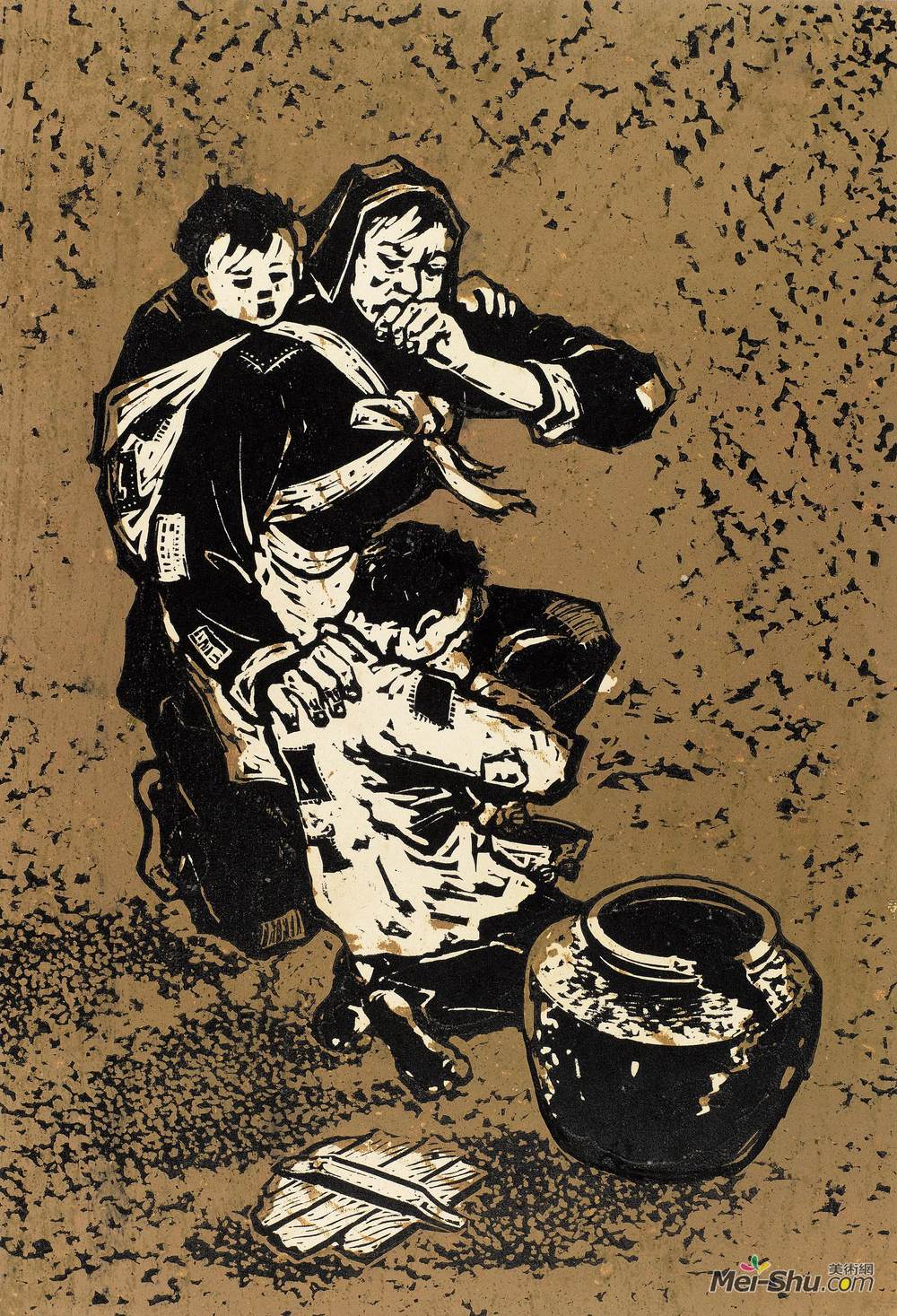 《母子》罗映球版画艺术作品
