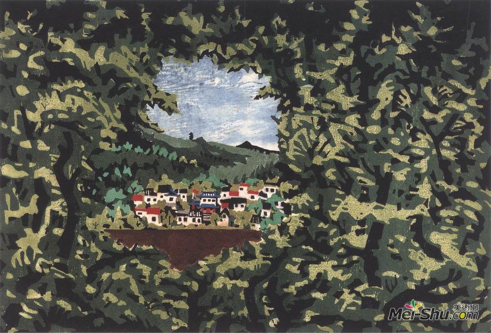 《雨后的北京郊区》李平凡版画高清作品