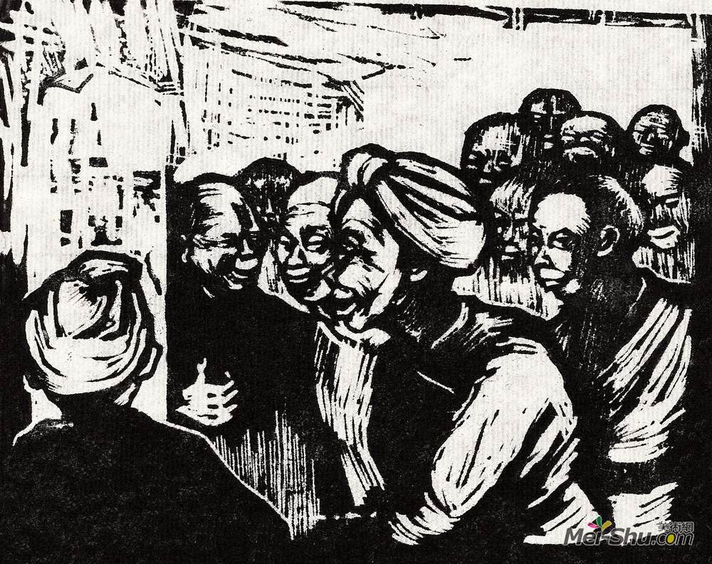 《捷报》汪刃锋版画艺术作品