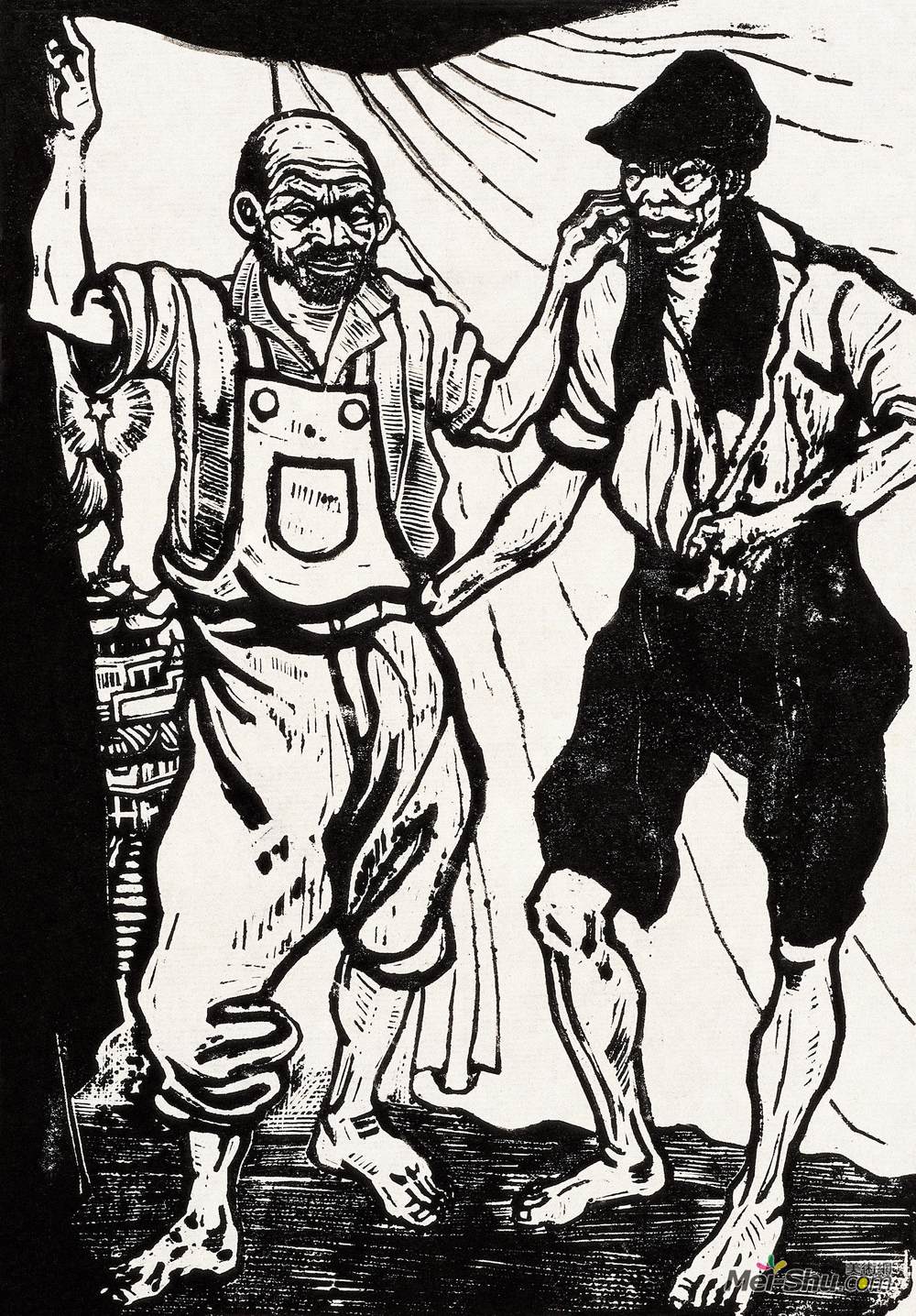 《自流井盐工》汪刃锋版画高清作品