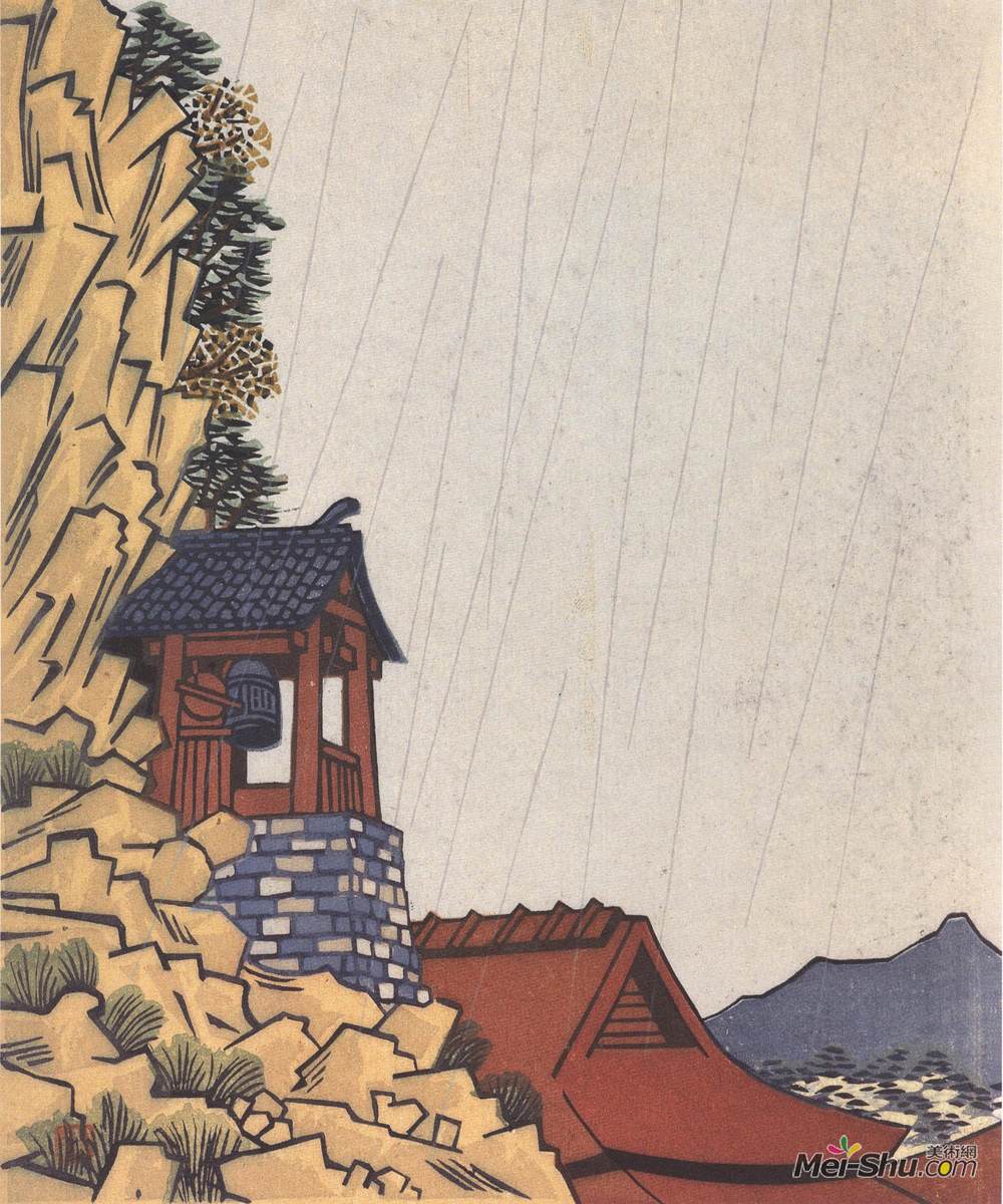 《罗汉寺》平塚运一版画作品