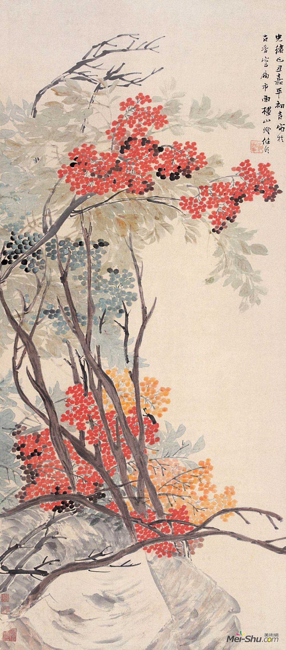 《天竹》 任伯年 1889年 128.9×56.10厘米