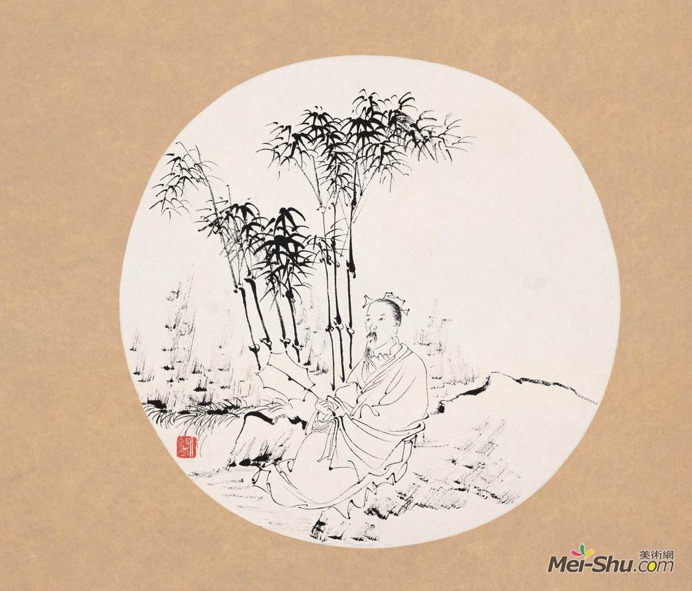 《竹林消夏》任伯年中国画艺术作品