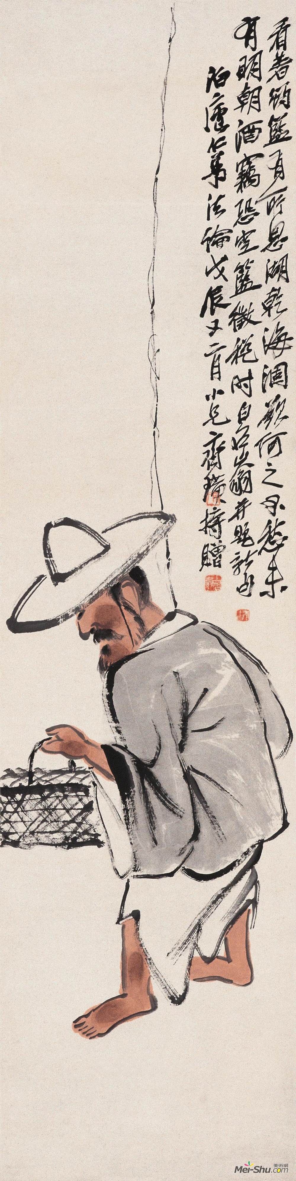 《渔翁》齐白石中国画作品欣赏