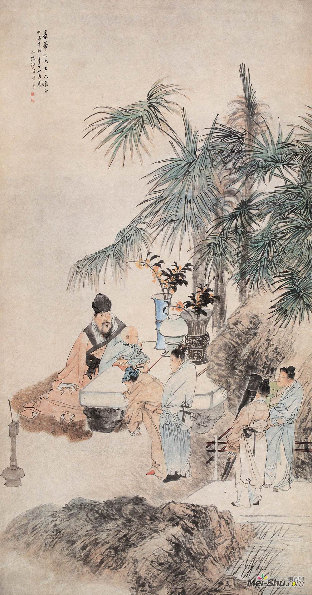 《投壶图》 任伯年 1891年 179.4×94.3厘米