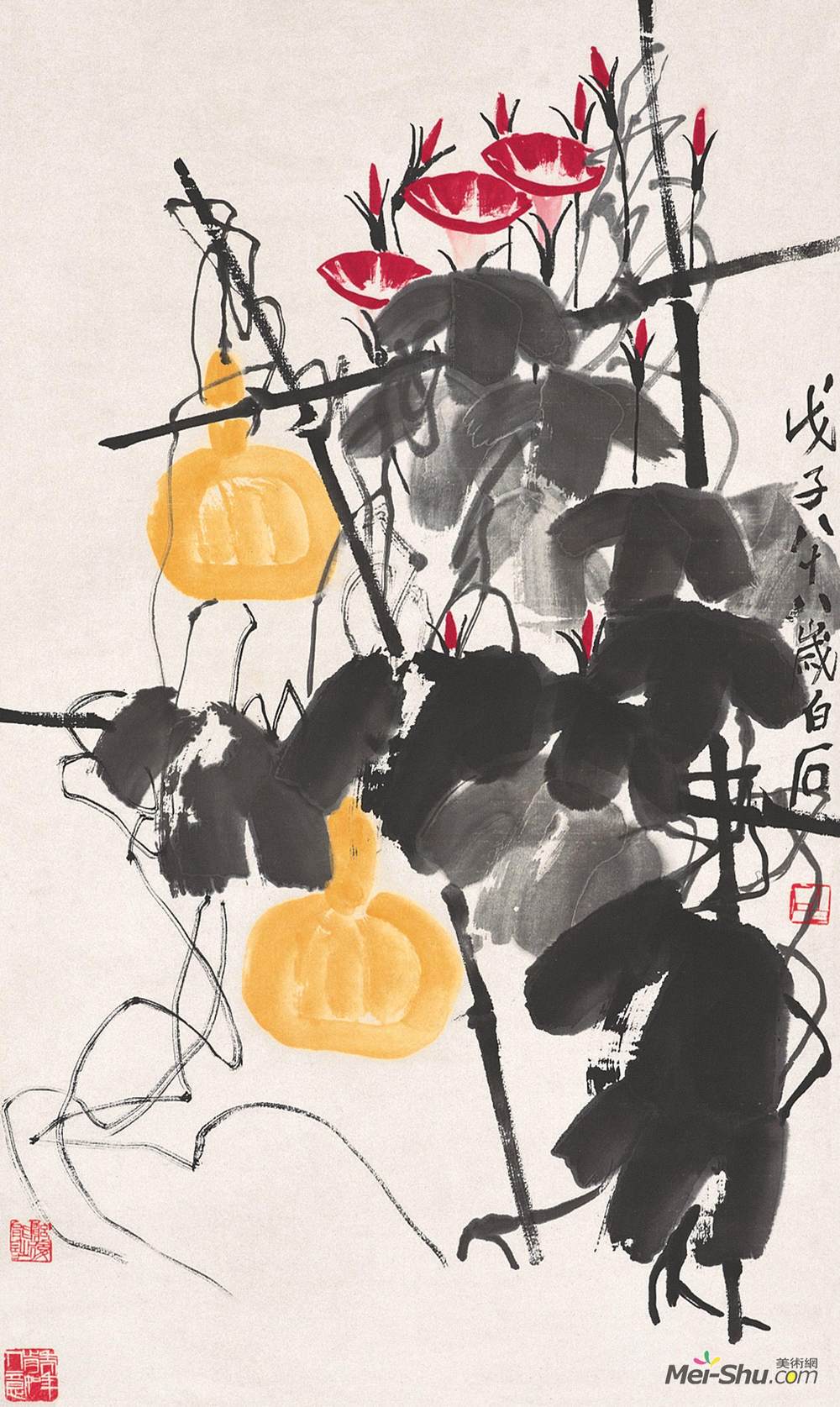 《牵牛花》齐白石中国画高清作品欣赏