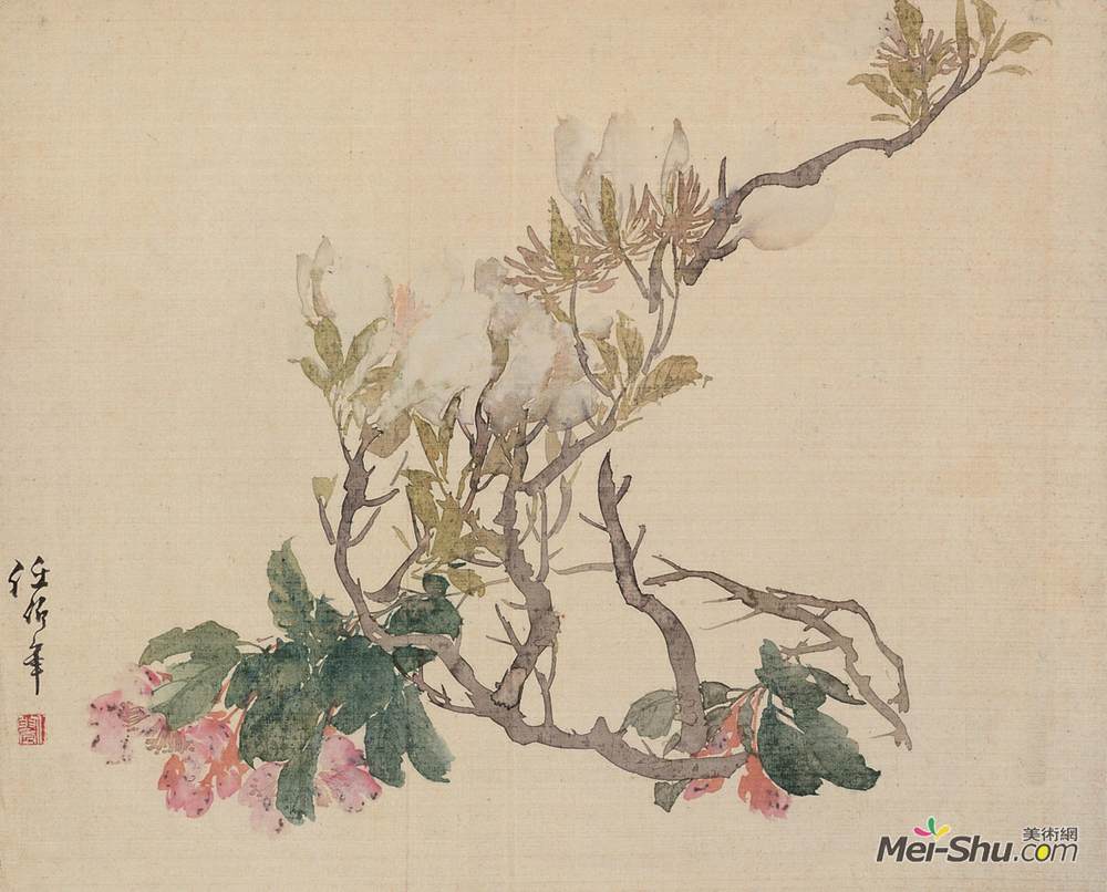 《玉兰海棠》 任伯年 31.6×39.2厘米