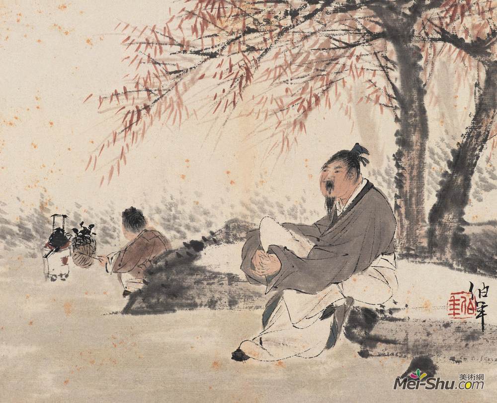 《茗茶待品》任伯年中国画作品欣赏