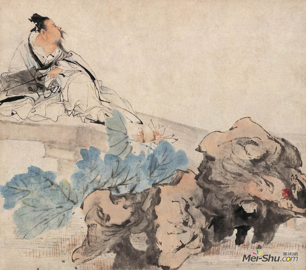 《荷塘消夏》 任伯年 1860年 30×33.8厘米