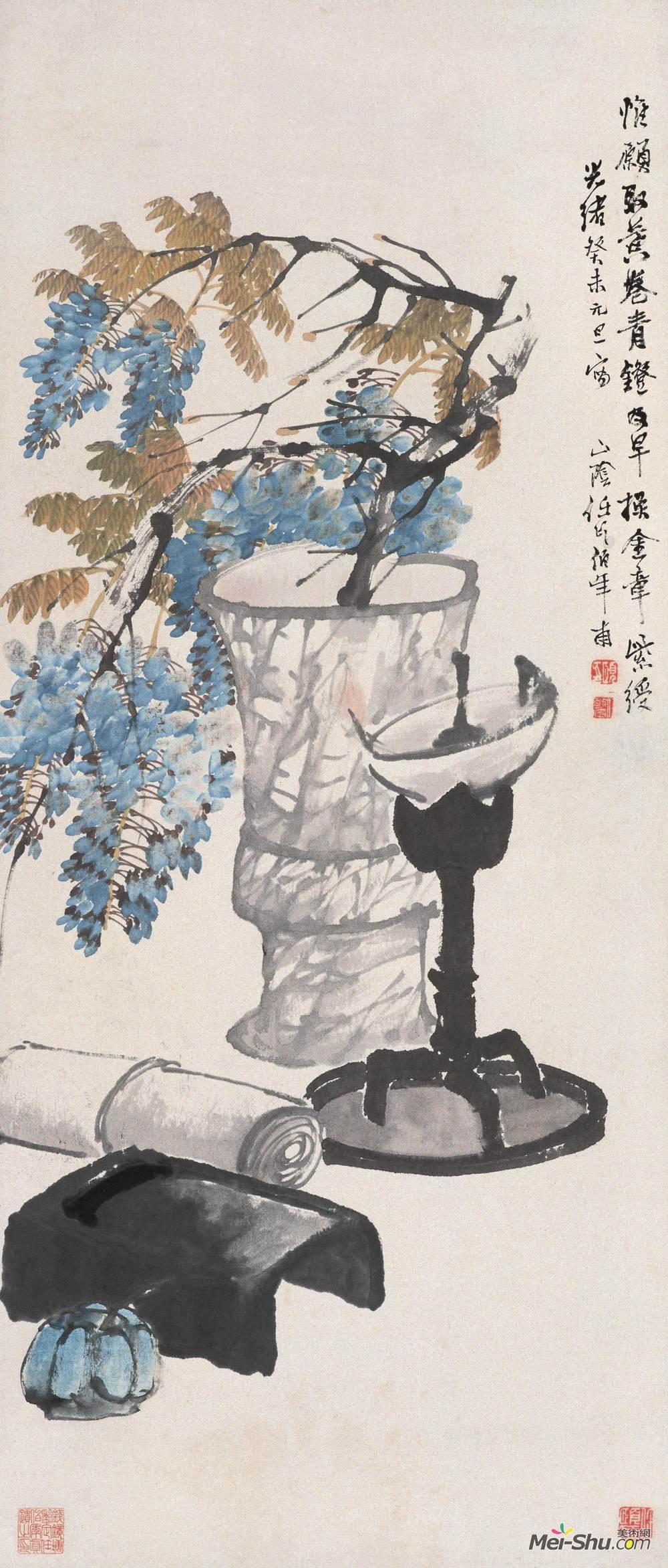 《紫绶金章图》 任伯年 1883年 80.9×35厘米