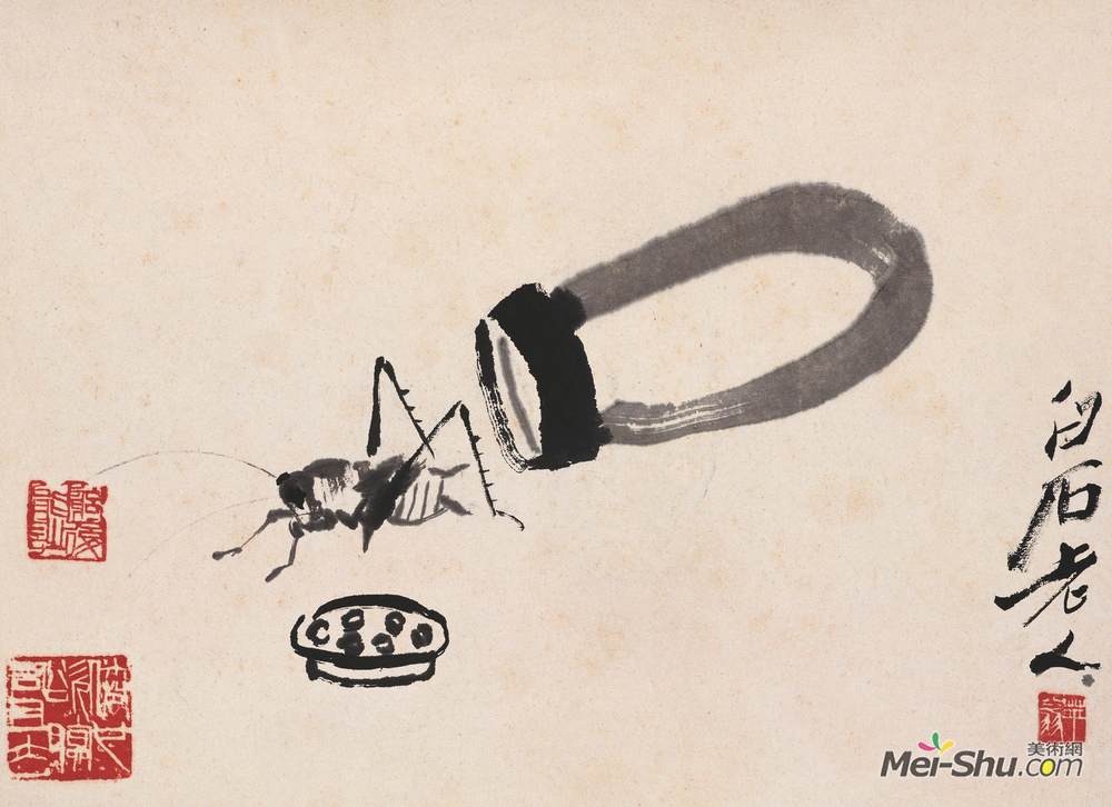 《蝈蝈葫芦》齐白石中国画高清作品欣赏