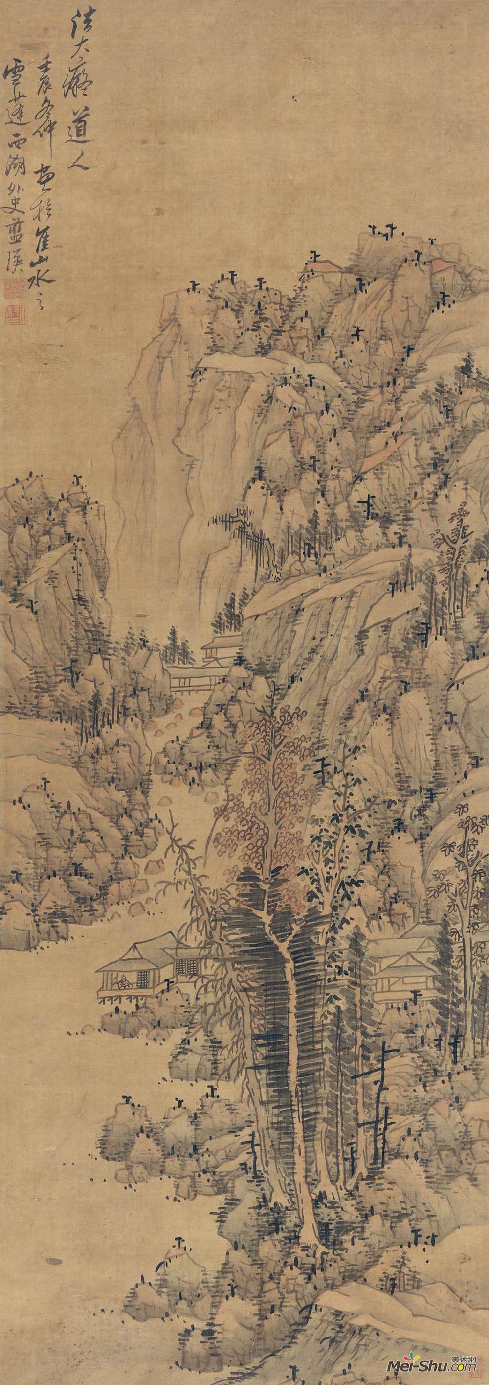 《法大痴道人山水》蓝瑛中国画高清作品