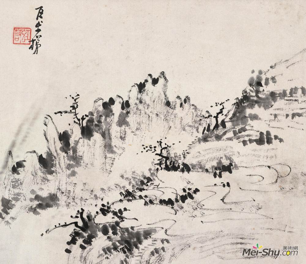 《百步梯》黄宾虹中国画作品