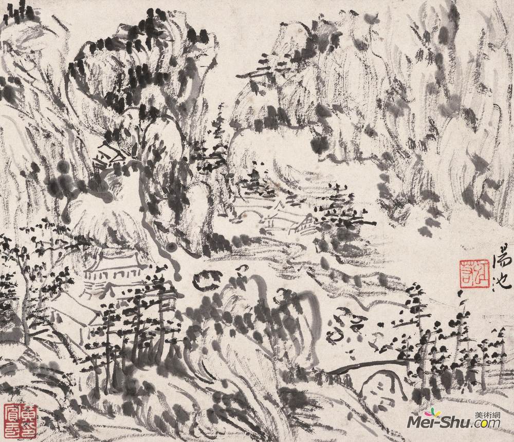 《汤池》黄宾虹中国画作品欣赏