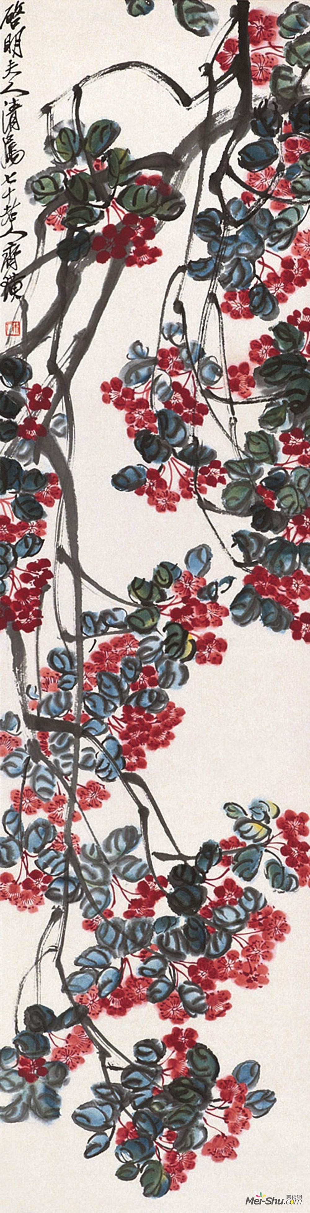 《海棠花开》齐白石中国画作品欣赏