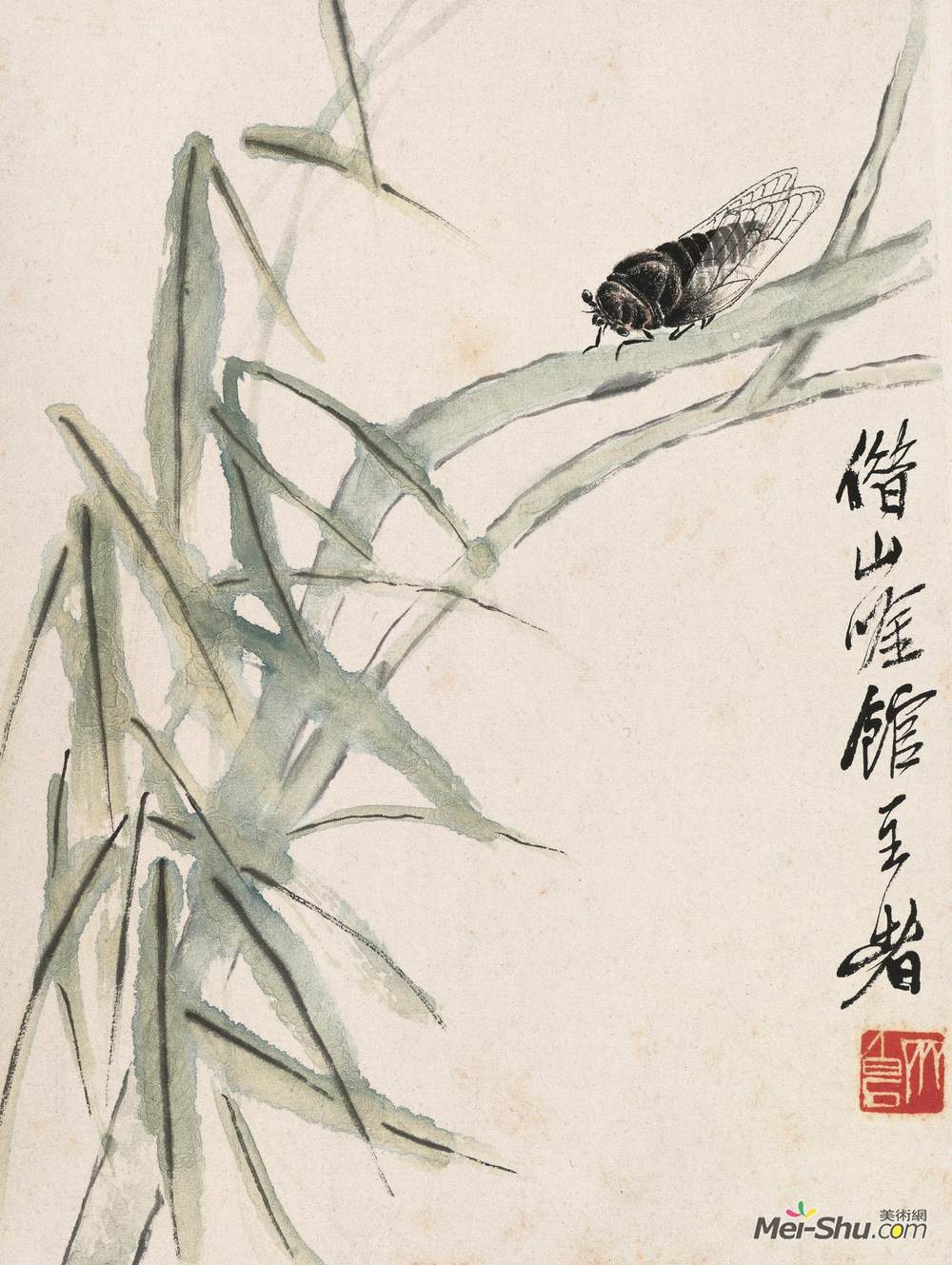 《绿柳鸣蝉》齐白石中国画作品