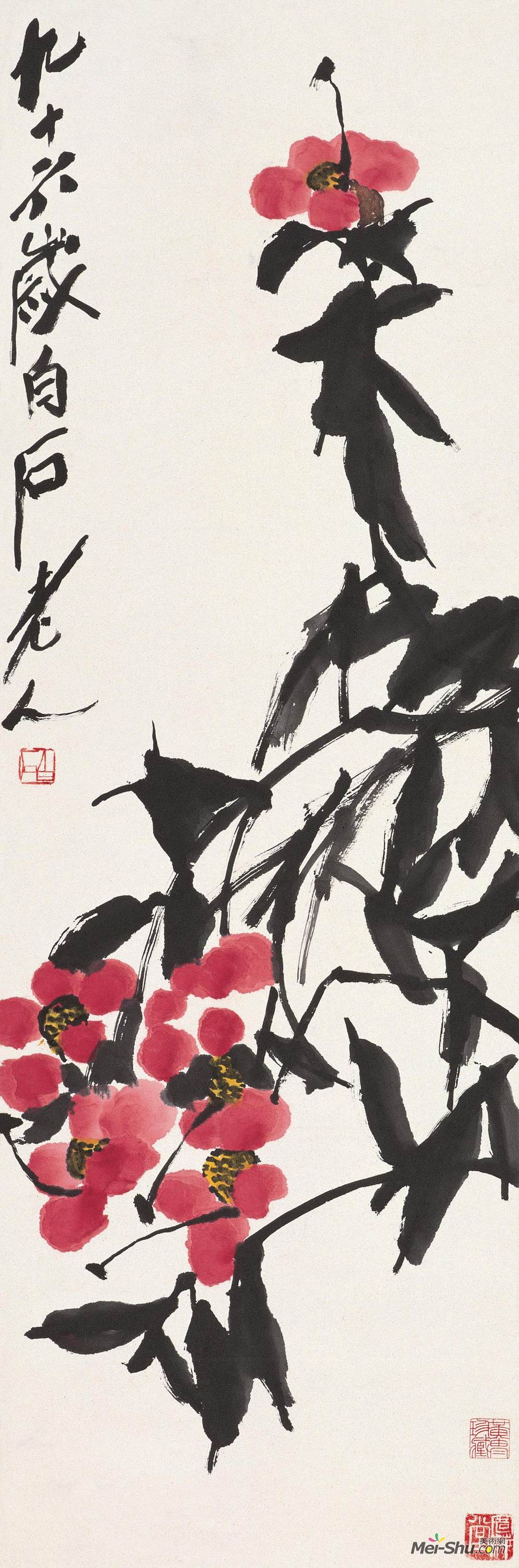 《茶花》齐白石中国画艺术作品