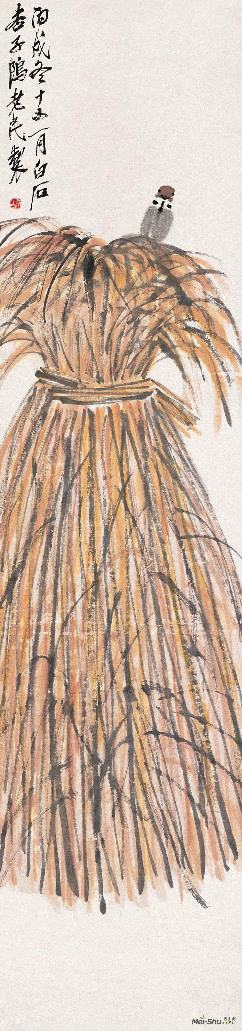 《稻雀》齐白石中国画作品欣赏