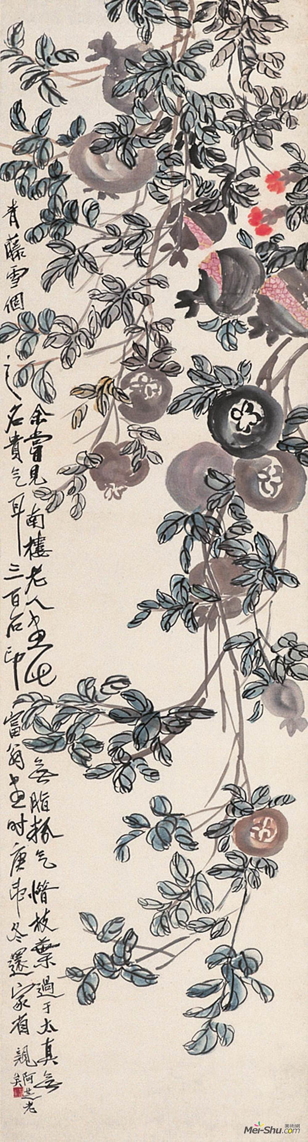 《石榴》齐白石中国画高清作品