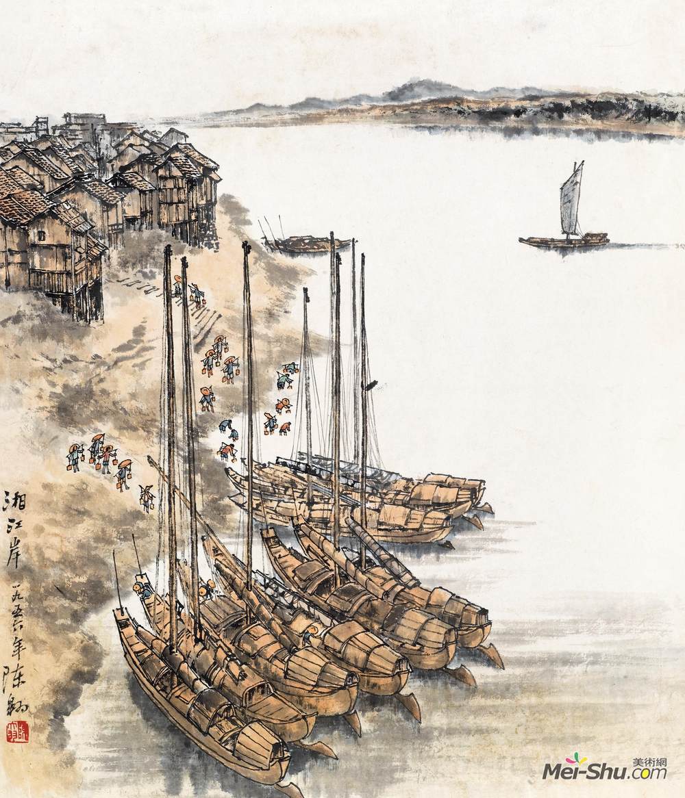 《湘江岸》陈大羽中国画艺术作品