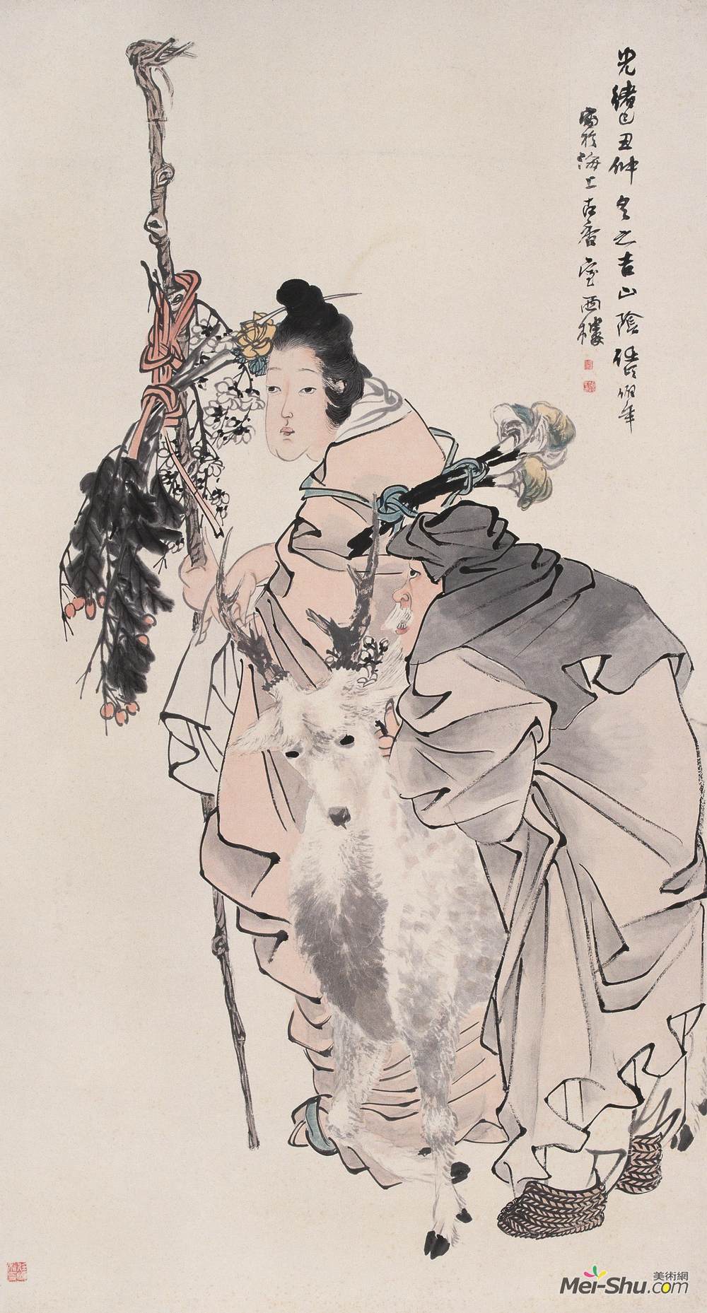 《麻姑献寿图》 任伯年 1889年 149.5×80.5厘米