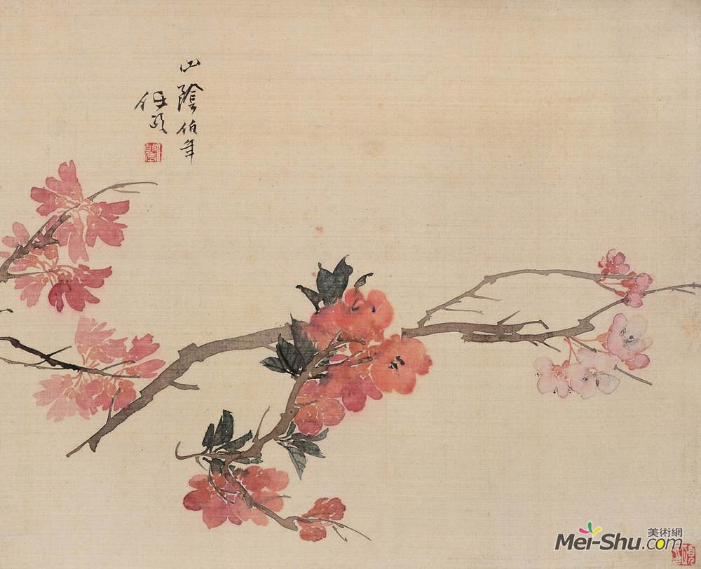 《折枝桃花》任伯年中国画高清作品