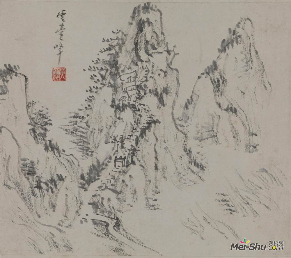 《山水纪游册页十开之九:云台峰》黄宾虹中国画作品