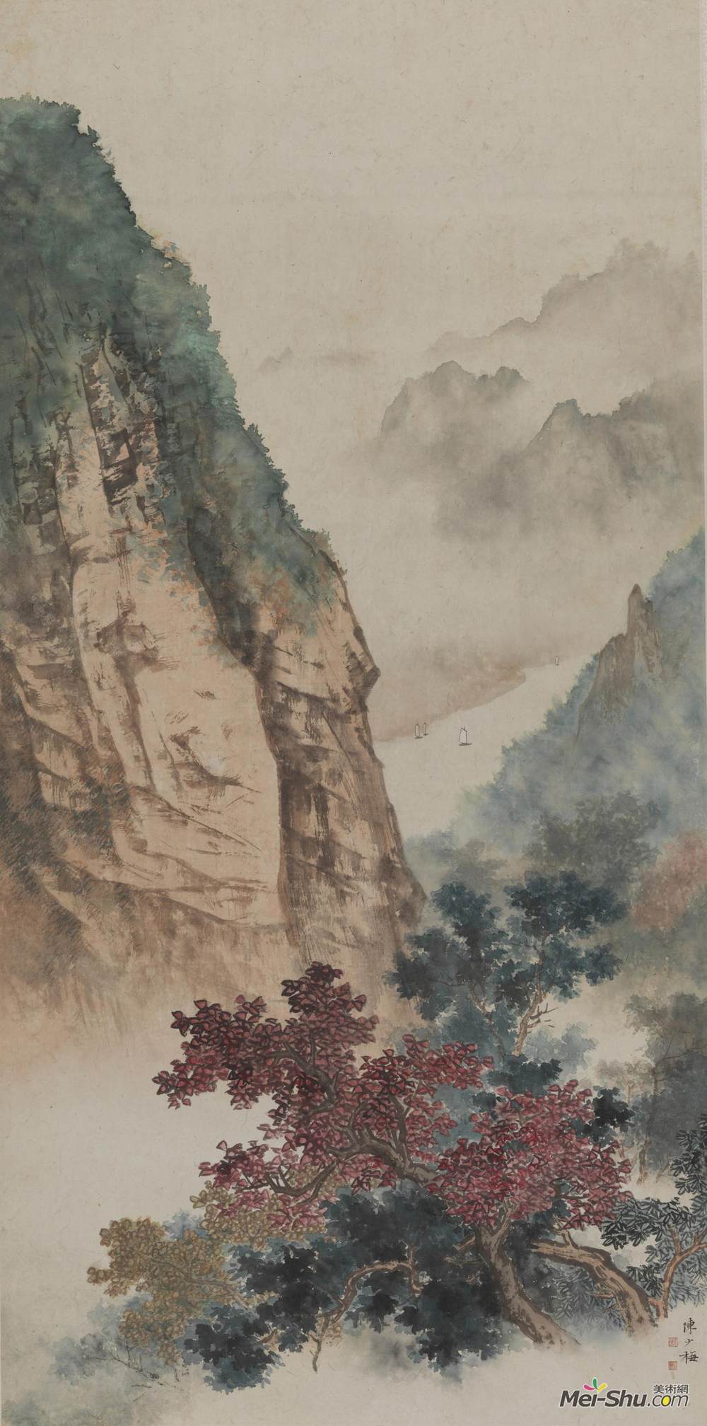 《红树青山》陈少梅中国画作品欣赏