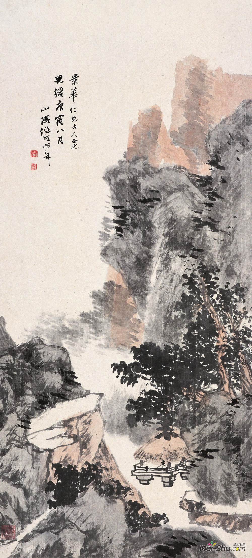 《溪亭秋霭图》任伯年中国画作品欣赏