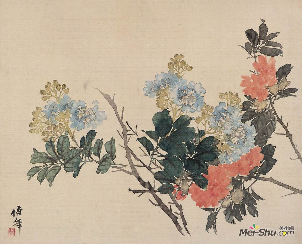 《双色花卉》任伯年中国画高清作品