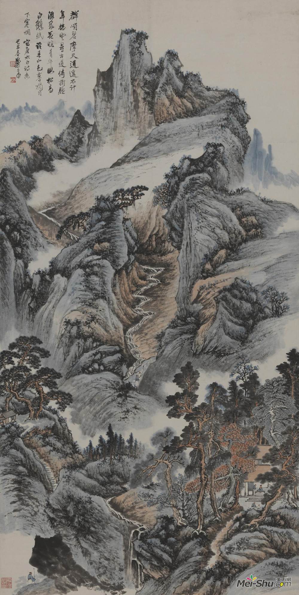 《群峭碧摩天》郑午昌中国画艺术作品