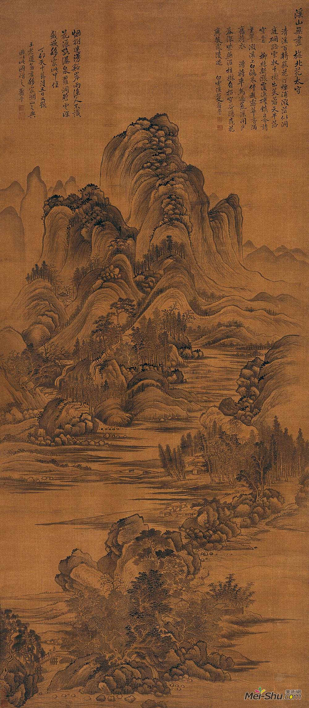 《仿董源溪山无尽图》恽寿平中国画高清作品