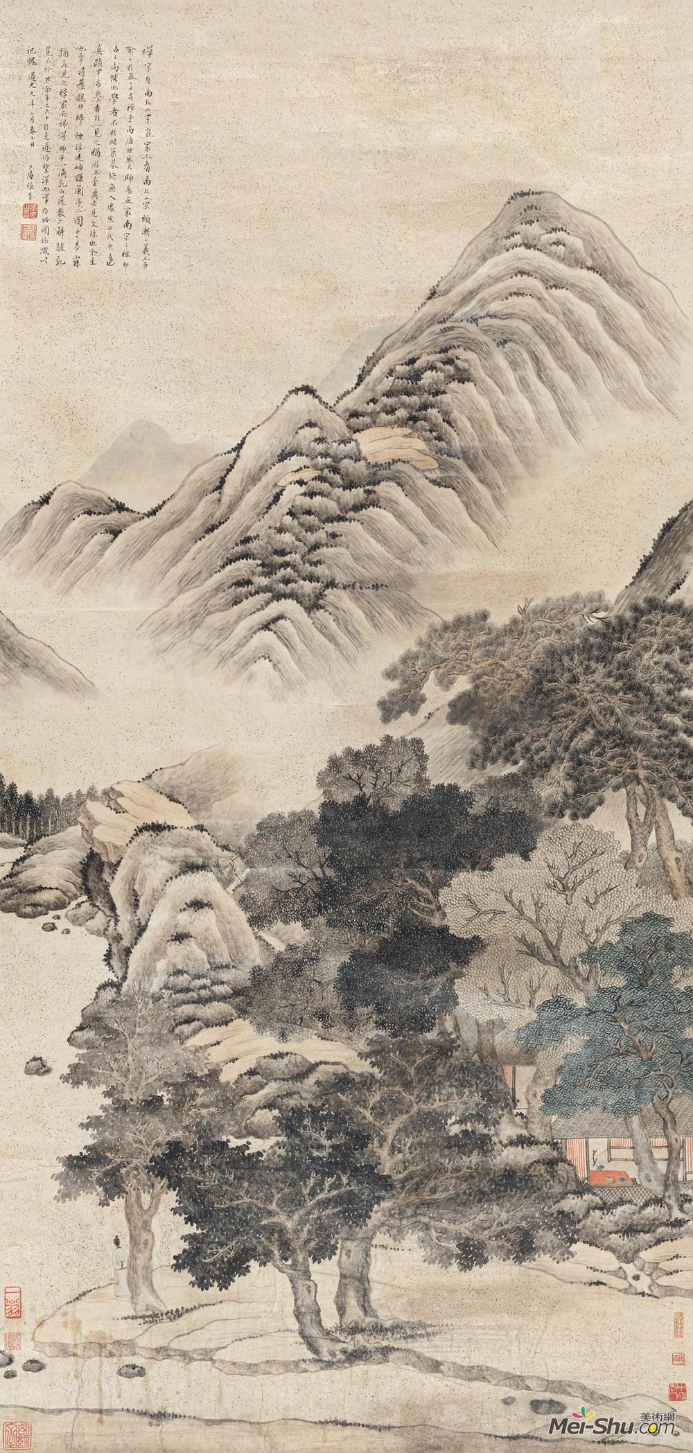 《临流观山图》张崟中国画高清作品