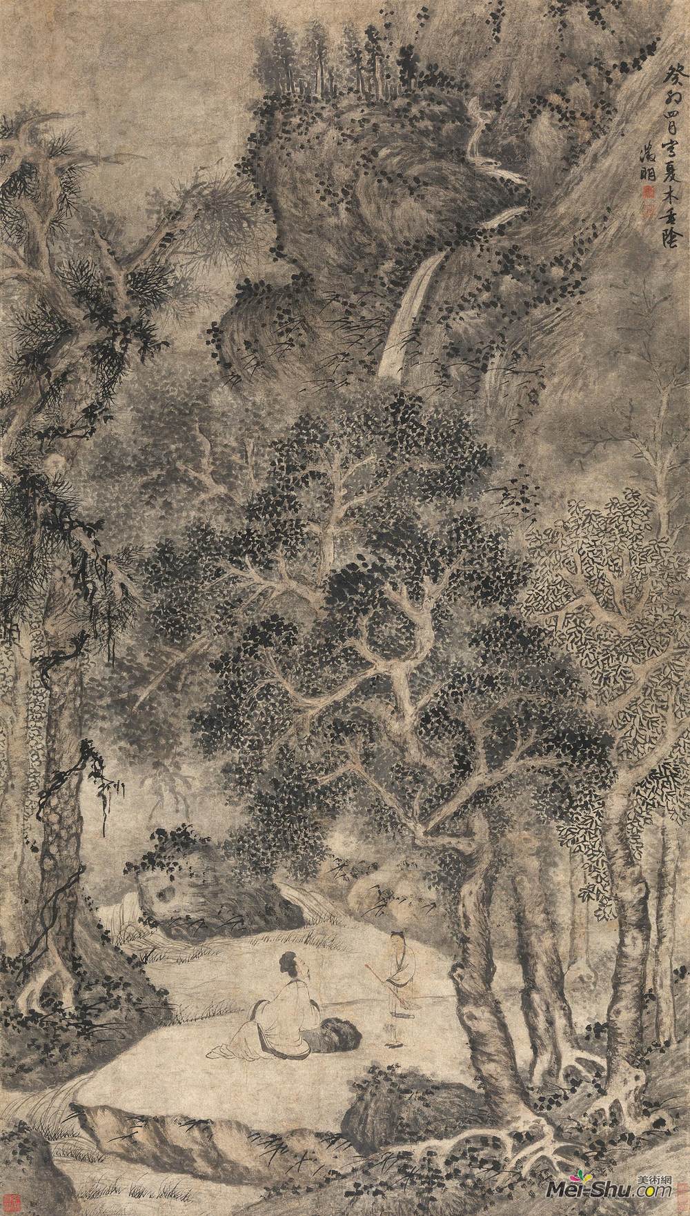 《夏木垂阴图》文征明中国画高清作品欣赏