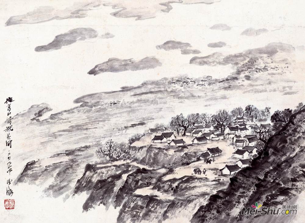 《黄河系列·从高山俯视黄河》赵望云中国画高清作品欣赏