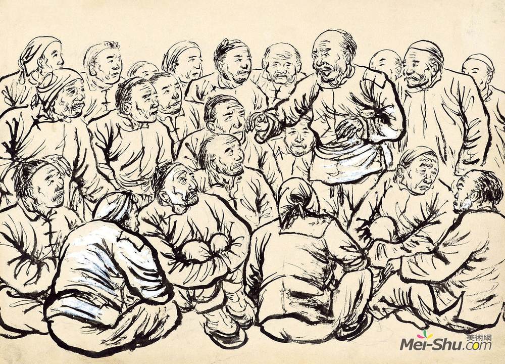《贫雇农会》赵望云中国画作品欣赏